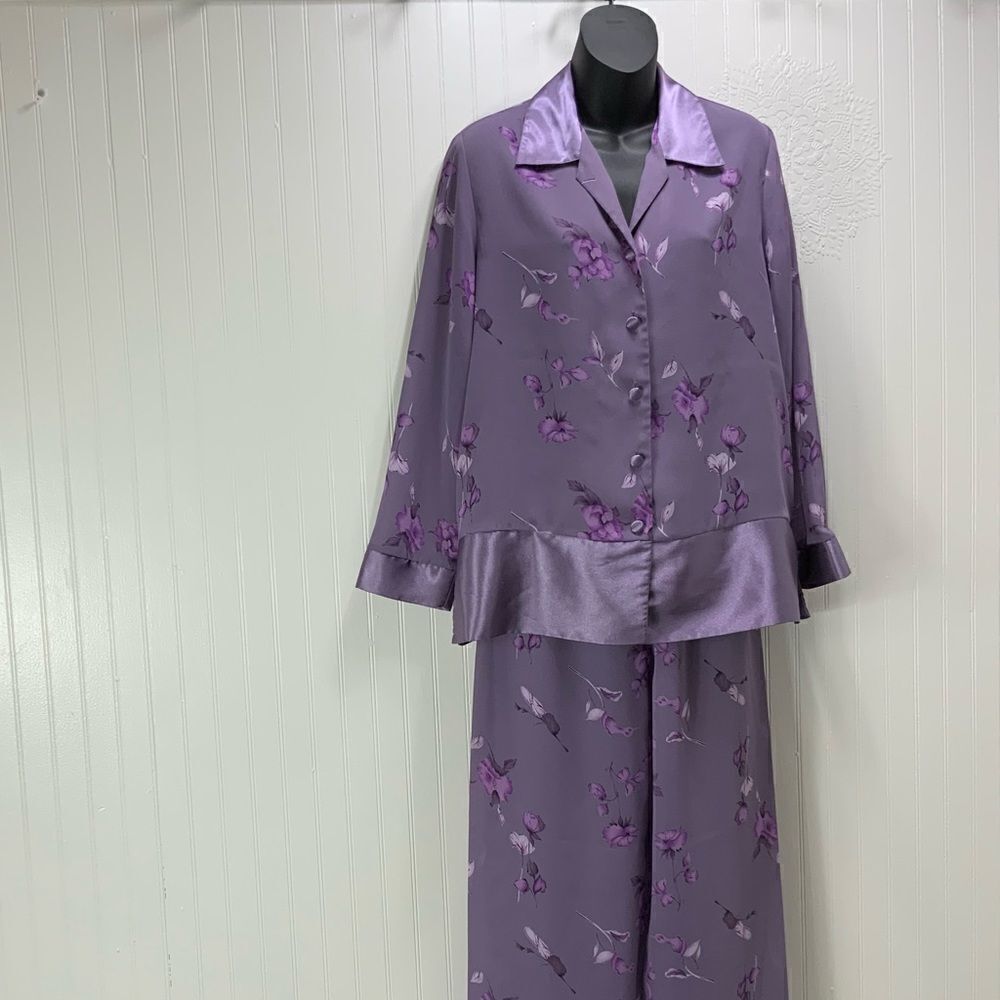 BARE LUXURY Semi sheer and satin loungewear pajama set